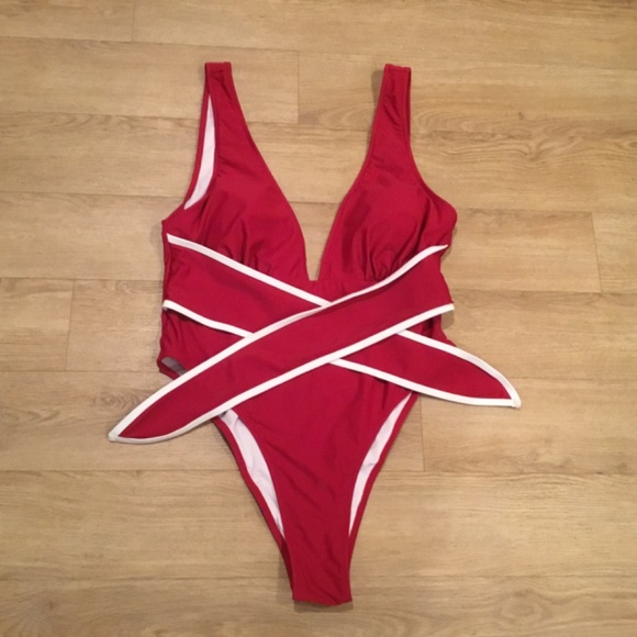 Women’s Deep V Front Tie One Piece Bathing Suit - Picture 4 of 8